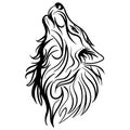 Wolf head howl design tribal tattoo vector