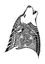 Wolf head Howling design for Viking Celtic illustration motive tattoo