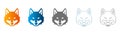 Wolf Head Icons Set in Flat Design Vector Illustration Royalty Free Stock Photo