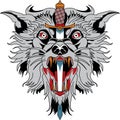 Wolf head with knife, vector tattoo