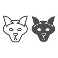 Wolf head line and solid icon. Coyote, wild animal face, simple silhouette. Animals vector design concept, outline style