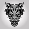 Wolf Head Logo Front View Vector Illustration
