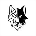 Wolf head logo half bold and line