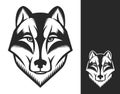 Wolf head logo or icon in one color. Animal head sign.