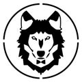 wolf head logo illustration, wild animal with thick fur on white background Royalty Free Stock Photo