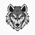 Wolf head mascot logo. Pixel art emblem. Black and white vector illustration