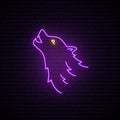 Wolf head neon sign. Royalty Free Stock Photo