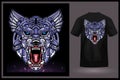 Wolf head robot mascot. esport logo design with t-shirt preview Royalty Free Stock Photo