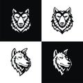 Wolf head silhouette set logo Royalty Free Stock Photo