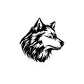 Wolf head silhouette vector on a white background. Royalty Free Stock Photo