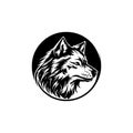 Wolf head silhouette vector on a white background. Royalty Free Stock Photo