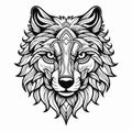 Ornate Wolf Head Coloring Page With Ominous Vibe