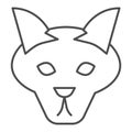 Wolf head thin line icon. Coyote, wild animal face, simple silhouette. Animals vector design concept, outline style