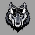 Wolf head wearing a goggle Royalty Free Stock Photo