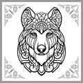 wolf head zentangle arts isolated on white background