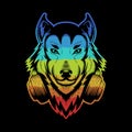 Wolf headphone colorful vector illustration