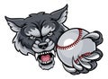 Wolf Holding Baseball Ball Mascot