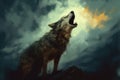 Wolf howl painting. Generate AI Royalty Free Stock Photo