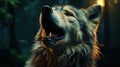 The wolf howl piercing the night air, like a challenge to fate, sent to the distant expanses of Royalty Free Stock Photo