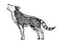 Wolf howling hand drawing vector illustration design Royalty Free Stock Photo