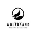 Wolf Howling Logo Design. vector illustration