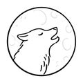 Wolf howling at moon black and white drawing Royalty Free Stock Photo