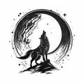 Wolf Howling On The Moon. Generative AI Royalty Free Stock Photo