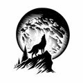 Wolf Howling On The Moon. Generative AI Royalty Free Stock Photo