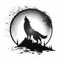 Wolf Howling On The Moon. Generative AI Royalty Free Stock Photo