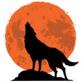 Wolf Howling at the Moon in the Midnight Royalty Free Stock Photo