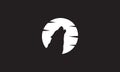 Wolf howling on moon night logo design vector symbol icon illustration Royalty Free Stock Photo