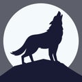 The wolf howling at the moon, vector illustration, silhouette of wolf Royalty Free Stock Photo