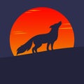 The wolf howling at the moon, vector illustration, silhouette of wolf Royalty Free Stock Photo