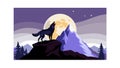 Wolf Howling on Mountain Cliff at Full Moon Vector Art, vector design Generative AI Royalty Free Stock Photo