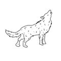 Wolf howling vector illustration black outline Royalty Free Stock Photo