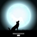 Wolf howls to midnight fool moon abstract background Royalty Free Stock Photo