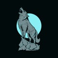 wolf illustration for t shirt design Royalty Free Stock Photo