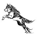 Wolf jump design for silhouette tribal tattoo