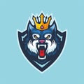 Wolf King Esport logo Vector cartoon mascot design Royalty Free Stock Photo