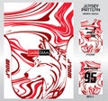 Pattern vector sports shirt background image.Wolf lines water waves white and red pattern design, illustration, textile background