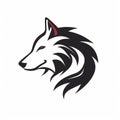 Minimalistic Wolf Logo Design In Dark White And Crimson