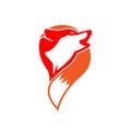 Wolf logo - Head and tail of a wolf. vector illustrator