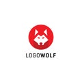 Wolf Logo Icon Red Simple. Wolf head Icon Royalty Free Stock Photo