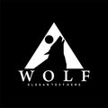 Wolf Logo Icon Triangle Black And White Design Vector Royalty Free Stock Photo