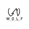 Wolf Logo Icon Triangle Black And White Design Vector Royalty Free Stock Photo