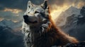 A wolf looking at the sky. Generative AI. Royalty Free Stock Photo