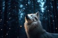 a wolf looking up at the moon ai created Royalty Free Stock Photo