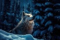 a wolf looking up at the moon ai created Royalty Free Stock Photo