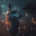 Wolf in a magic forest