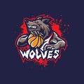 Wolf mascot logo design vector with modern illustration concept style for badge, emblem and t shirt printing. Angry wolf basket Royalty Free Stock Photo